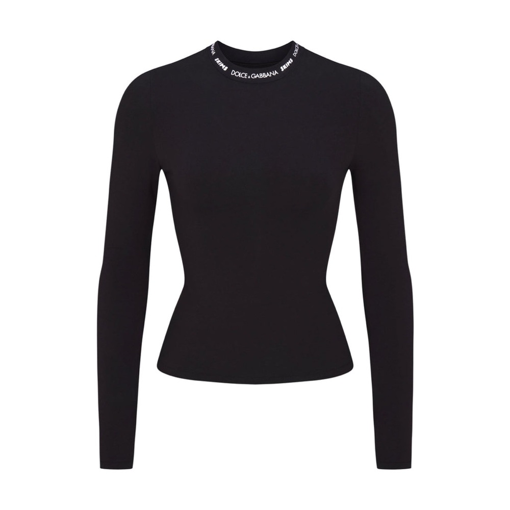 Dolce&Gabbana x SKIMS Cotton Jersey Long Sleeve T-shirt Onyx Black Small